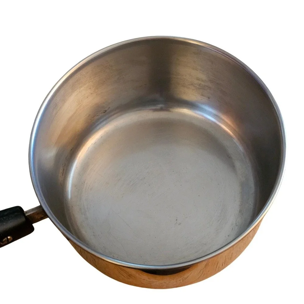 Pre-1968 Revere Ware 1 Qt Saucepan Copper Clad Bottom Stainless Steel Lid